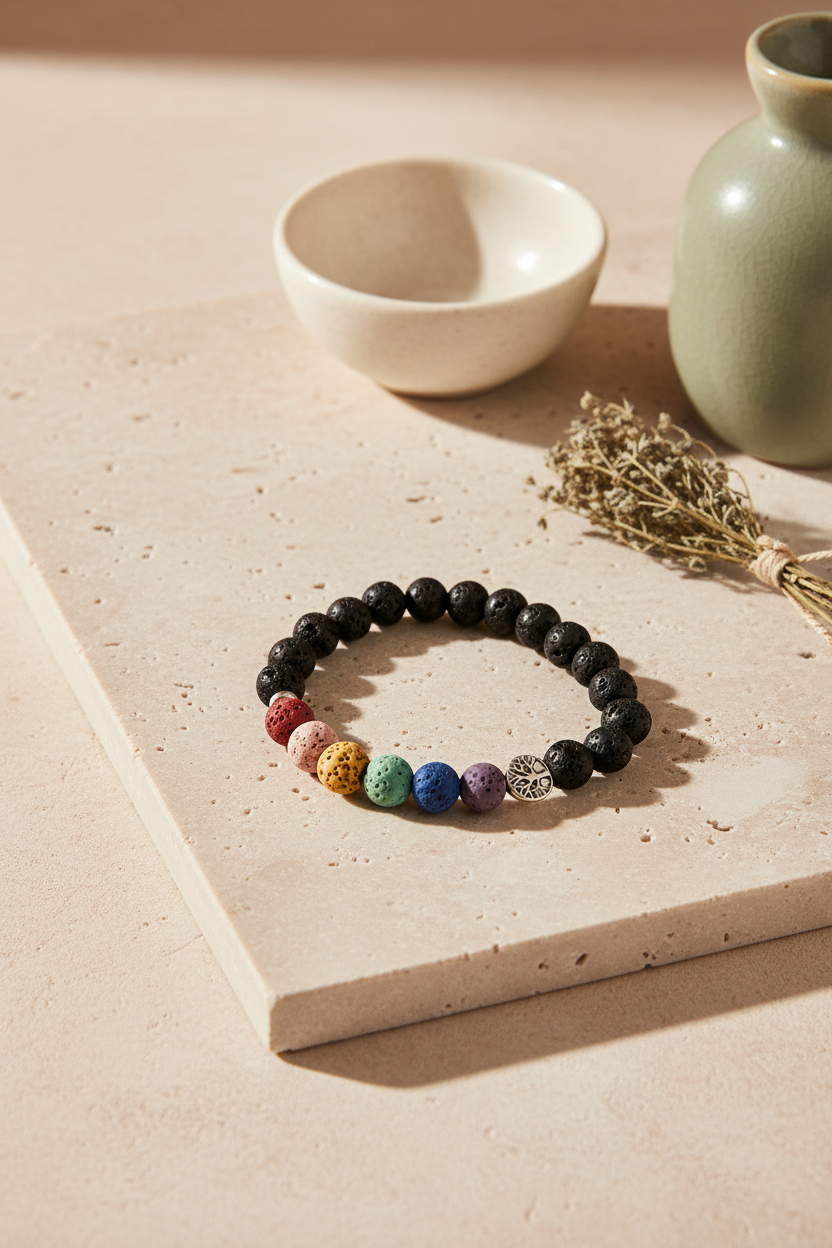 Pulseira com pedras coloridas e Árvore da vida