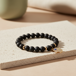 Pulseira pedra lava -  Ágata negra